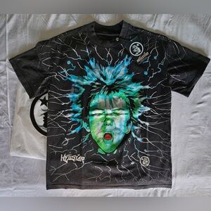 Hellstar Black Tee with Electric Green and Blue Graphic